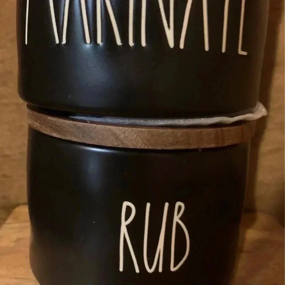 Rae Dunn Black Stackable Spice Marinate‎ Rub Set